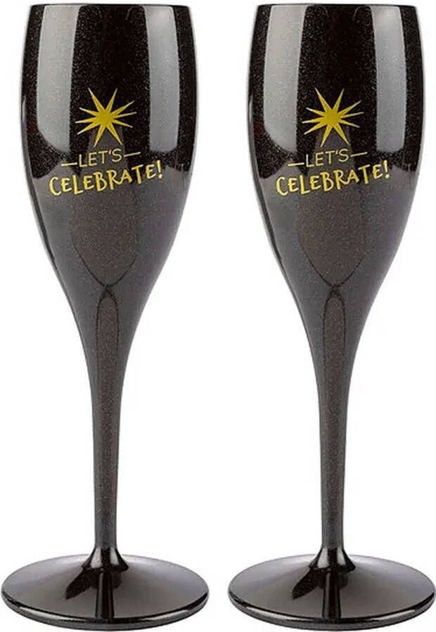 Koziol Champagneglazen set 2 stuks kunststof Let's Celebrate zwart