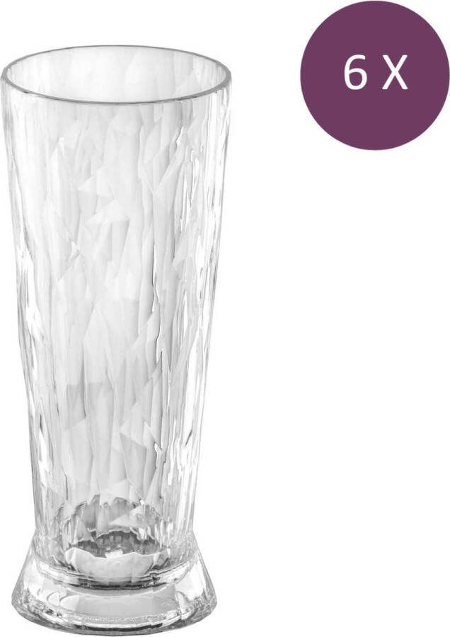 Koziol Superglas Club No. 10 Bierglas 300 ml Set van 6 Stuks Kunststof Transparant