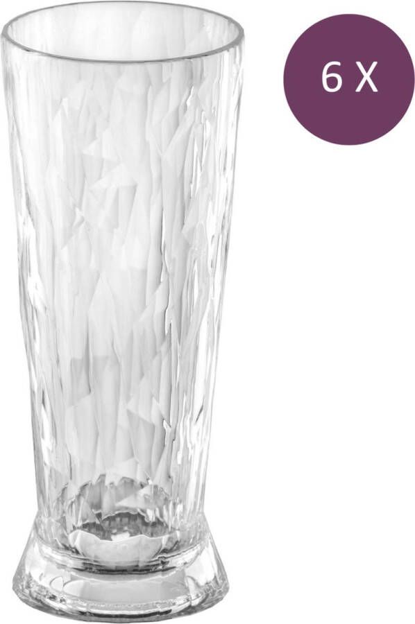 Koziol Superglas Club No. 11 Bierglas 500 ml Set van 6 Stuks Kunststof Transparant