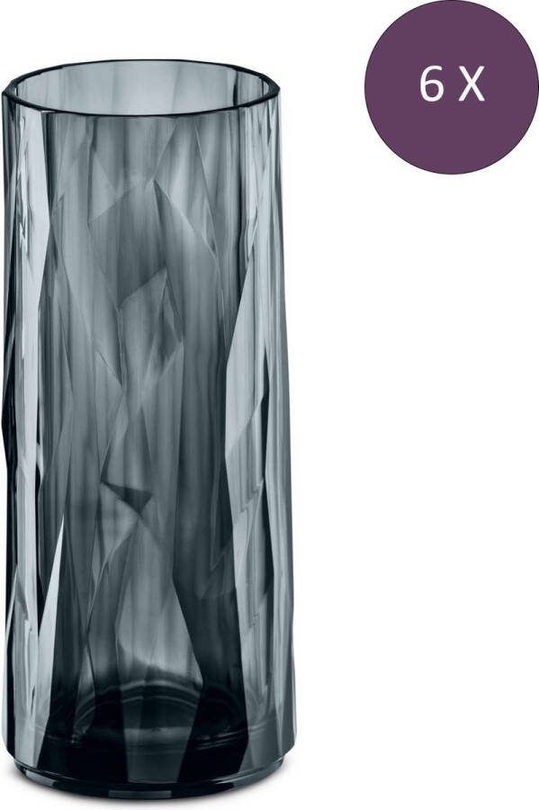 Koziol Superglas Club No. 03 Bierglas 250 ml Set van 6 Stuks Kunststof Grijs
