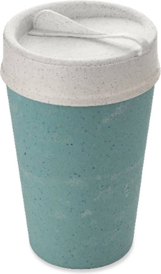 Koziol Dubbelwandige Koffiebeker met Deksel 0.4 L Organic Frosty Blauw | Iso To Go