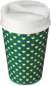 Koziol Dubbelwandige Koffiebeker met Deksel 0.4 L Organic Golden Hearts | Iso To Go