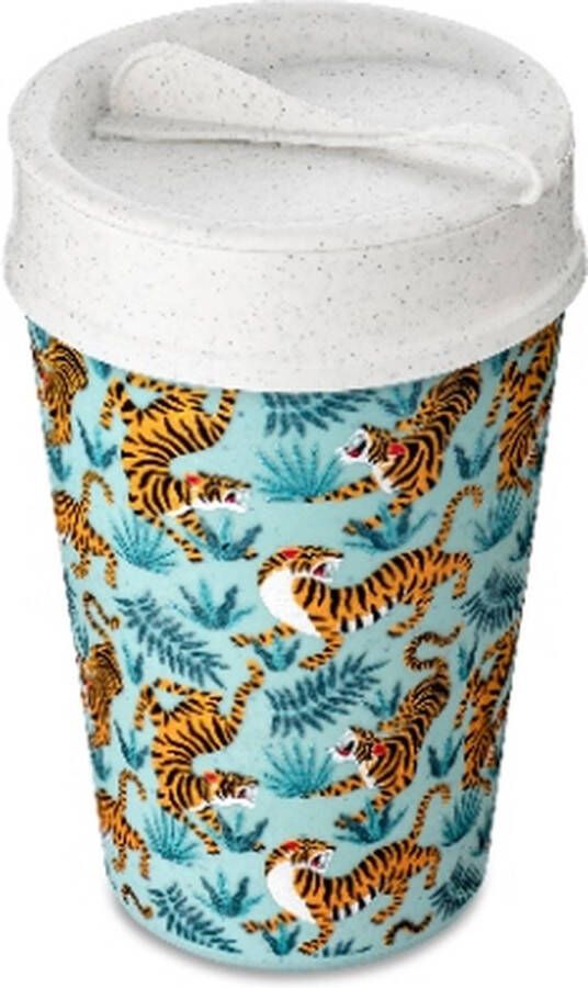 Koziol Dubbelwandige Koffiebeker met Deksel 0.4 L Organic Tiger | Iso To Go