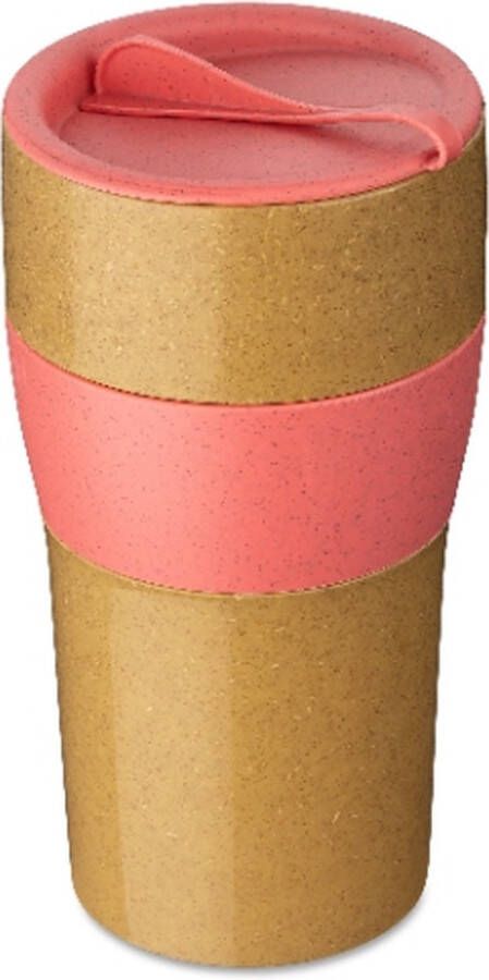 Koziol Herbruikbare Koffiebeker met Deksel 0.7 L Organic Natuur Koraal | Aroma To Go XL