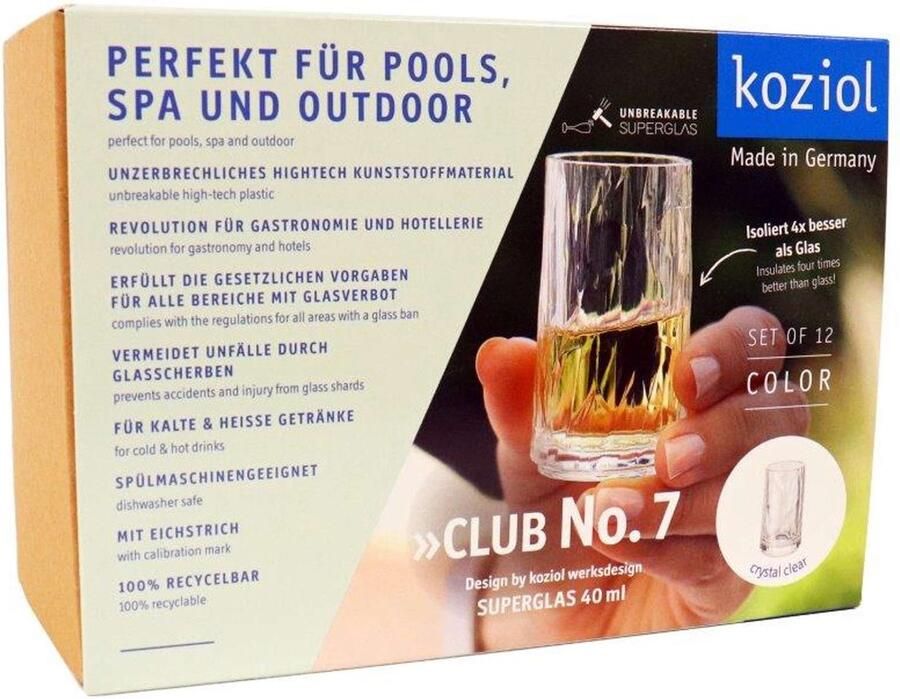 Koziol Superglas Club No. 07 Shot Glas 40 ml Set van 12 Stuks Kunststof Transparant