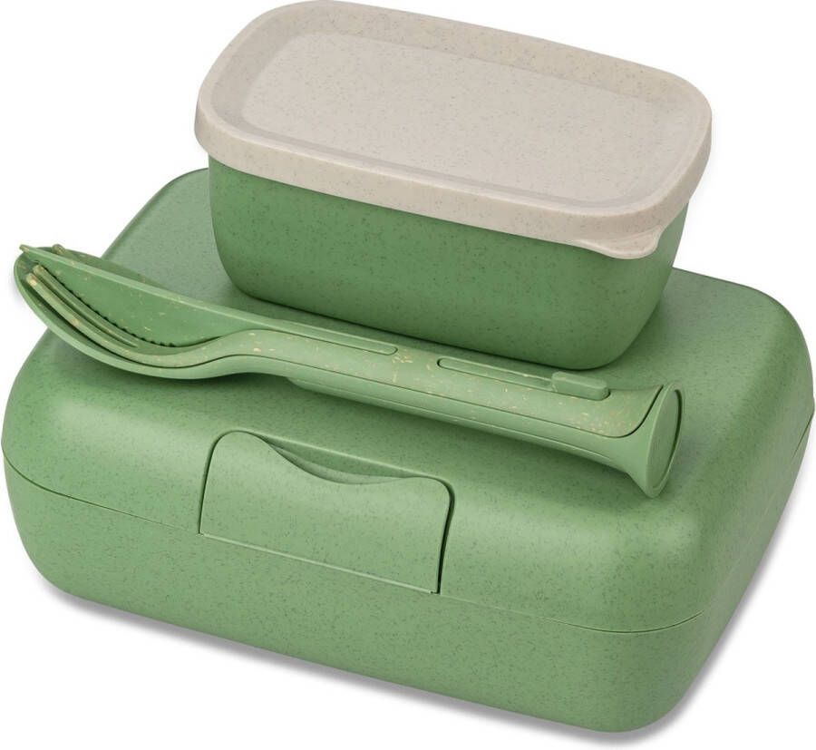 Koziol Lunchbox- en Bestekset Organic Blad Groen Candy Ready