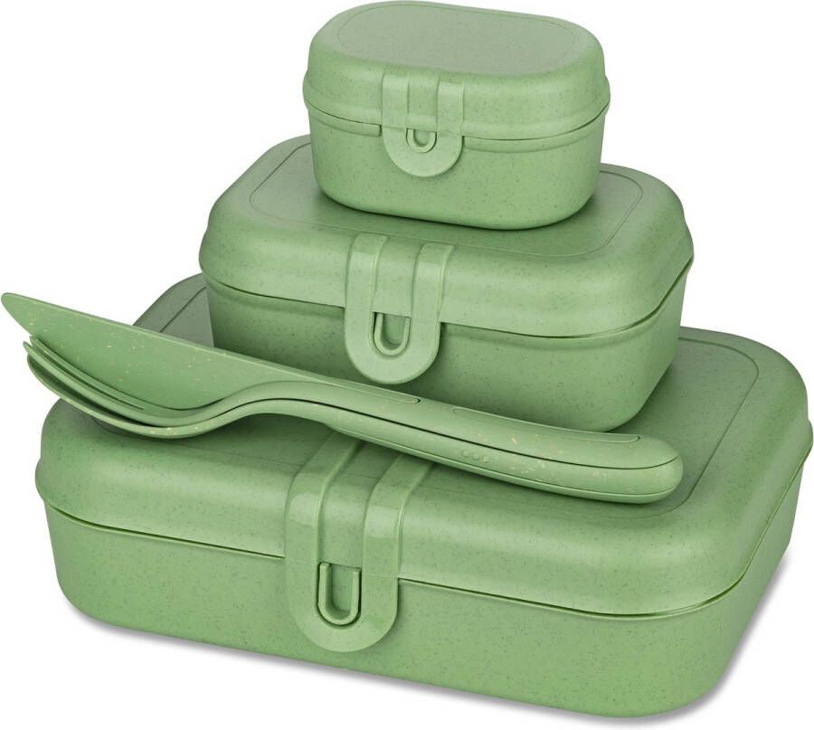 Koziol Lunchbox- en Bestekset Organic Blad Groen | Pascal Ready