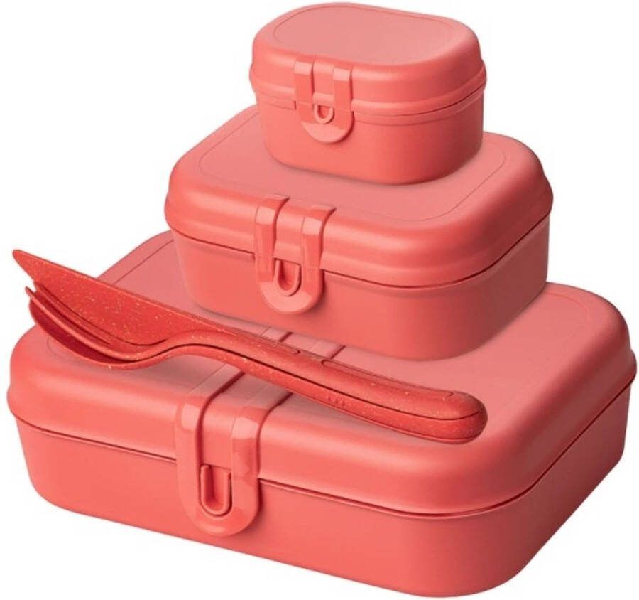 Koziol Bio-Circulair Pascal Ready Lunchbox- en Bestekset Gerecycled Zonnebloemolie Roze