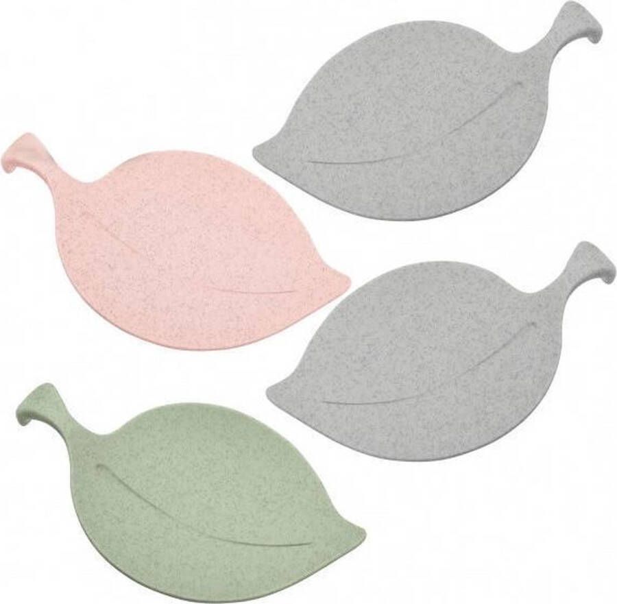 Koziol Schaaltje Set van 4 Stuks Organic Roze en Groen | Leaf On