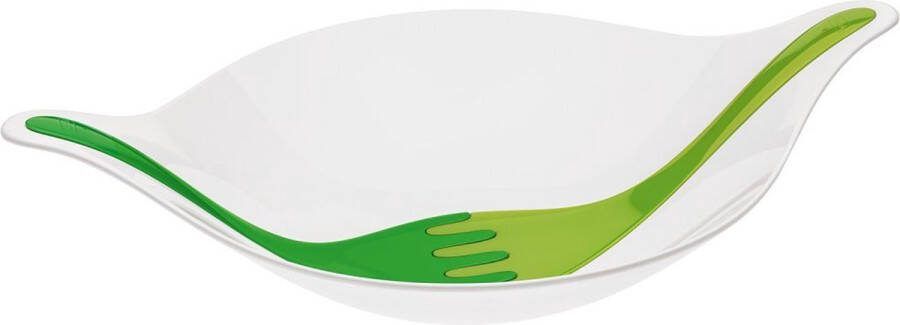 Koziol Slakom met Slabestek LEAF L 3 Liter Kunststof Design Wit Groen