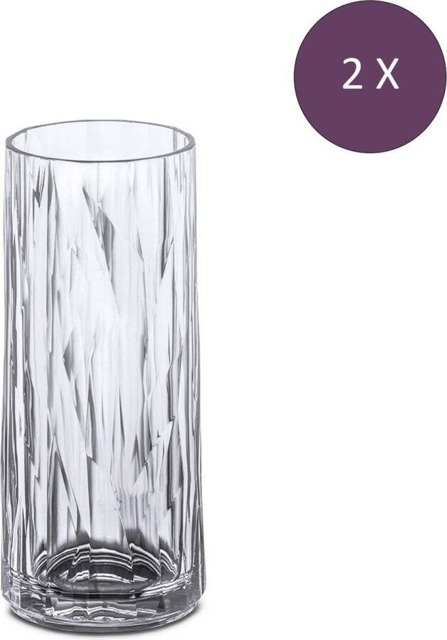 Koziol Superglas Club No. 03 Longdrinkglas 250 ml Set van 2 Stuks Luxury Light Grey Thermoplastic Grijs