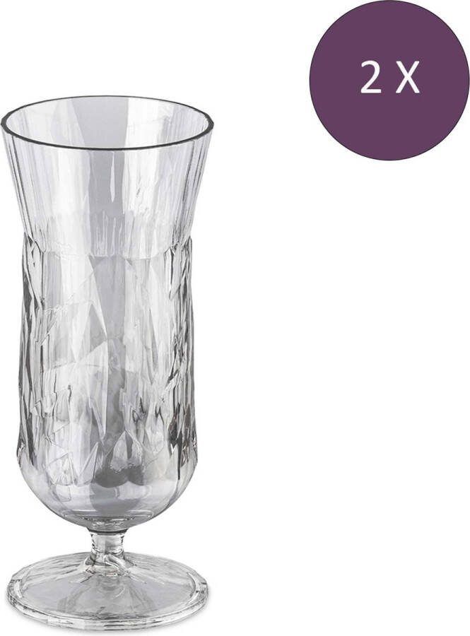 Koziol Superglas Club No. 17 Glas 400 ml Set van 2 Stuks Luxury Light Grey Thermoplastic Grijs