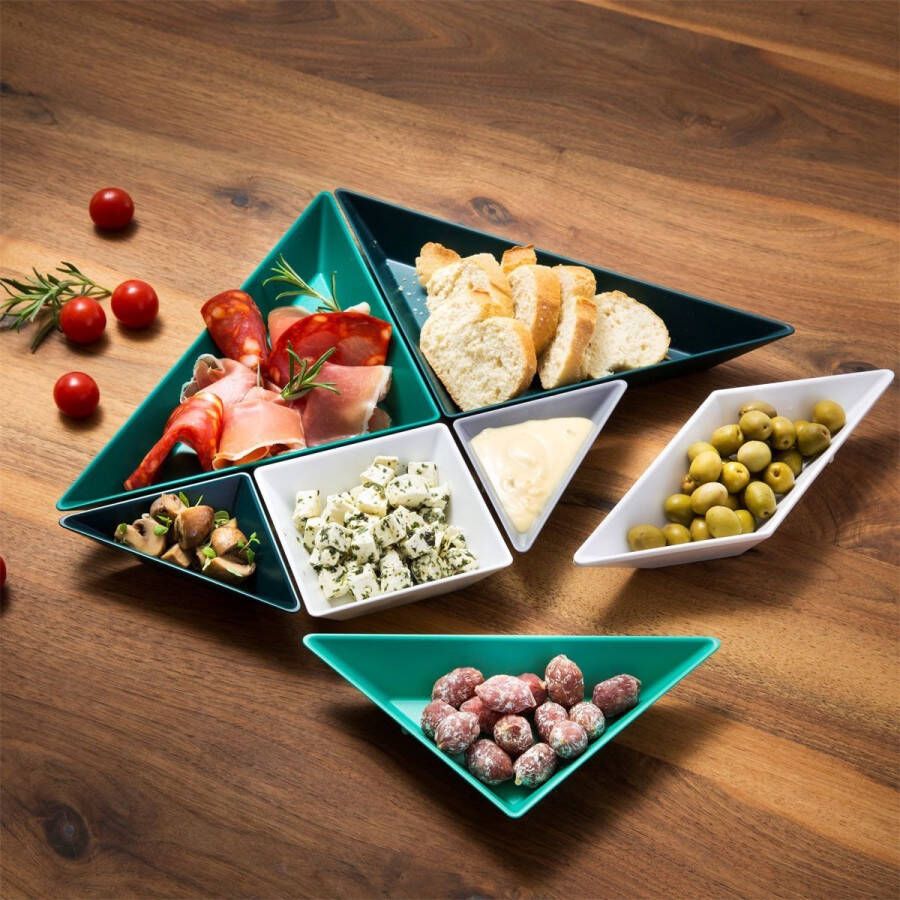 Koziol Tangram Ready Groen Set Schaaltjes borrelschaal Gourmetschaal