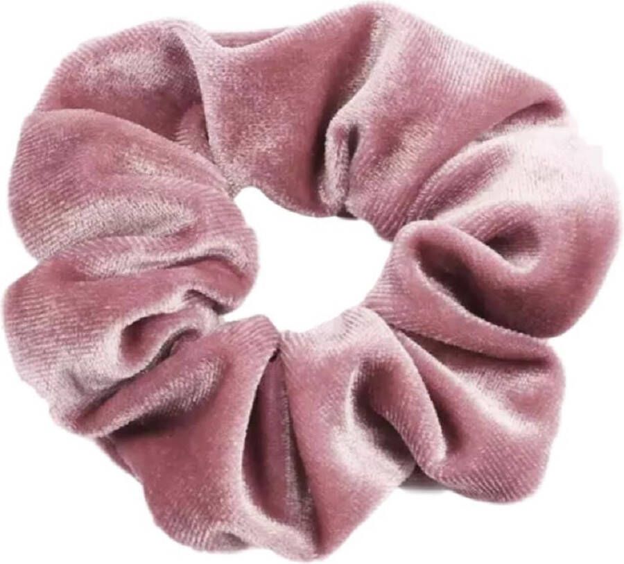 Kraagjeskopen.nl Scrunchie 1 stuk velvet haarwokkel haarelastiek oudroze velvet scrunchies