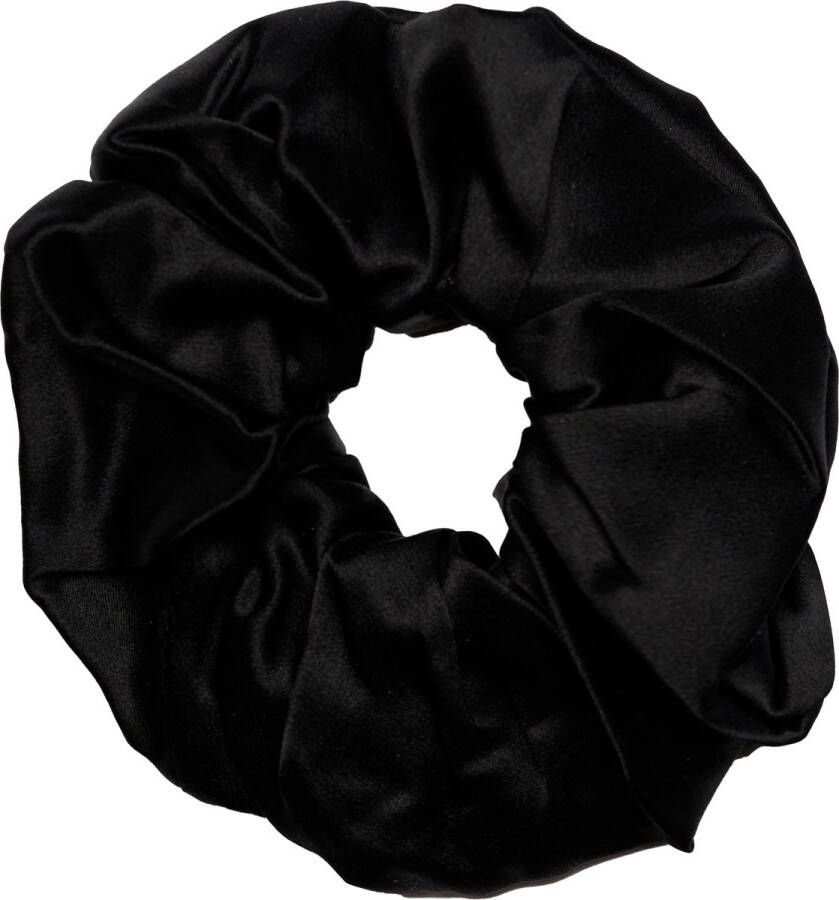 Kraagjeskopen.nl Zijden Scrunchie Zwart 100% Moerbei zijde Haarelastiek