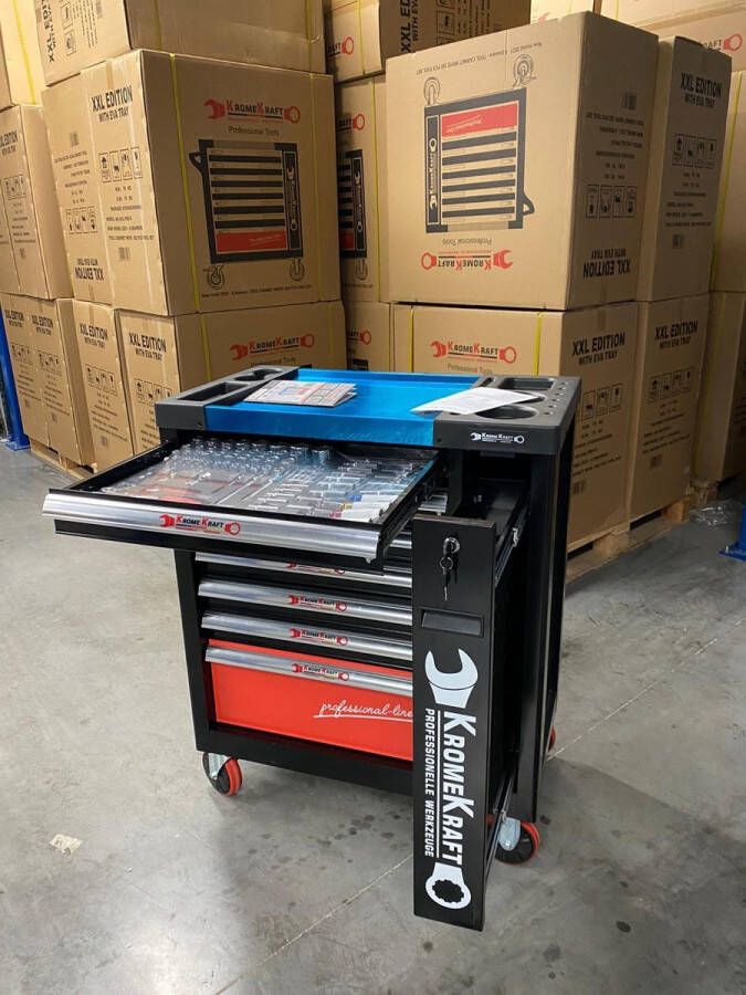 Kraftmüller Kraftmuller Gereedschapswagen 7 laden Werkbank met gereedschap Wieltjes 85x48x90