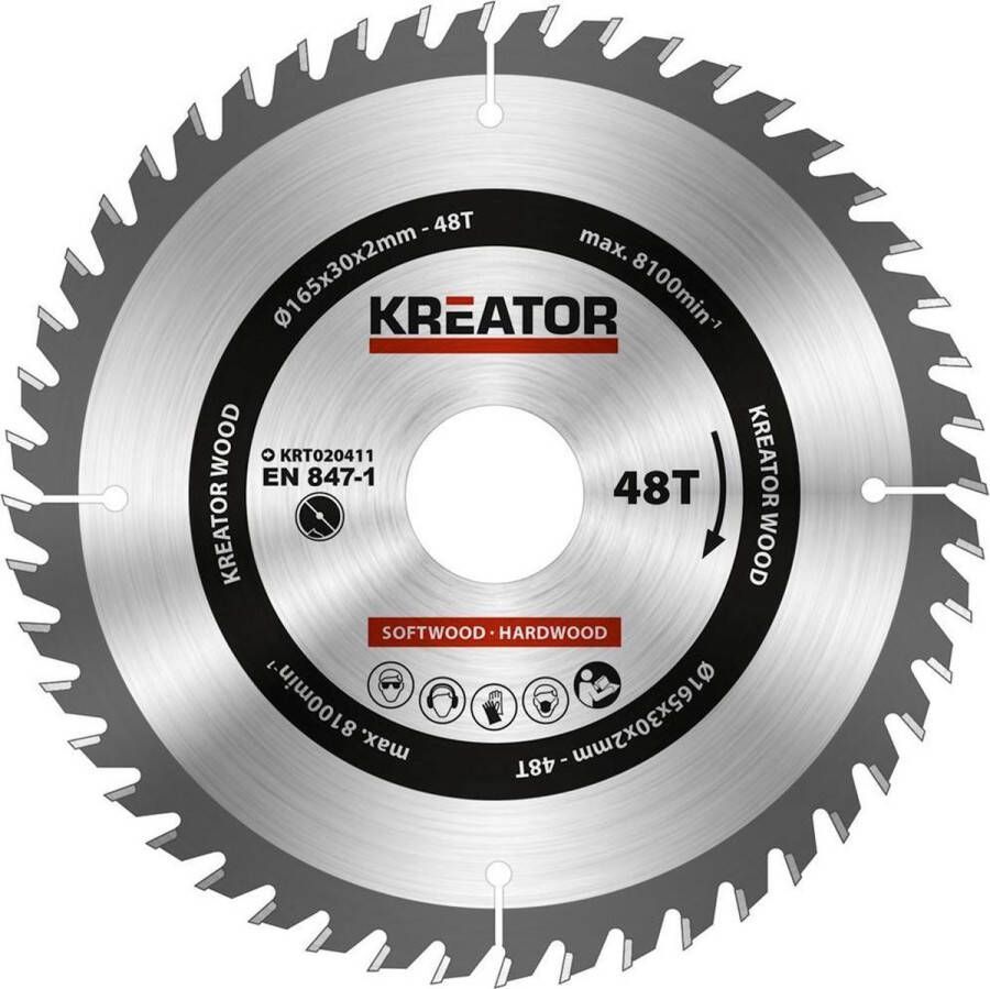 Kreator KRT020411 Zaagblad hout 165 mm 48T