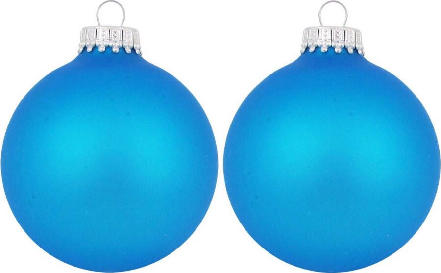 Krebs 18x Intens blauwe glazen kerstballen mat 7 cm kerstboomversiering Kerstversiering kerstdecoratie blauw