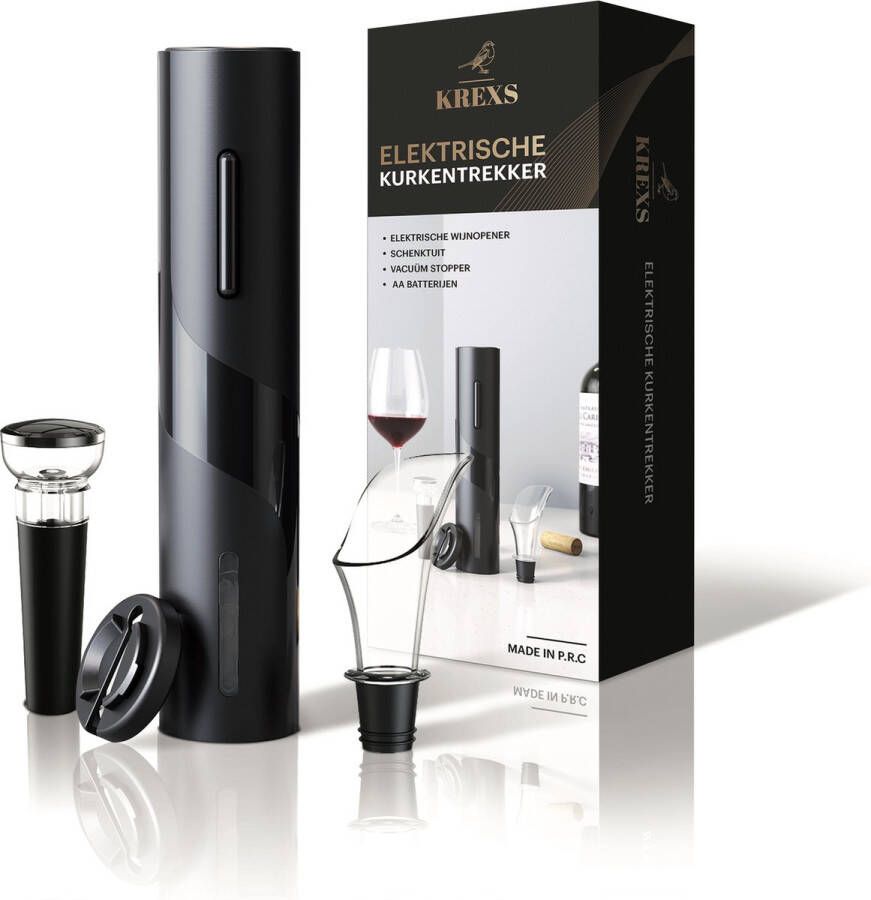 Krexs Elektrische Wijnopener – Kurkentrekker Wijnopener Wijn Accessoires Flessenopener – Wijnstopper Wijnfles Opener
