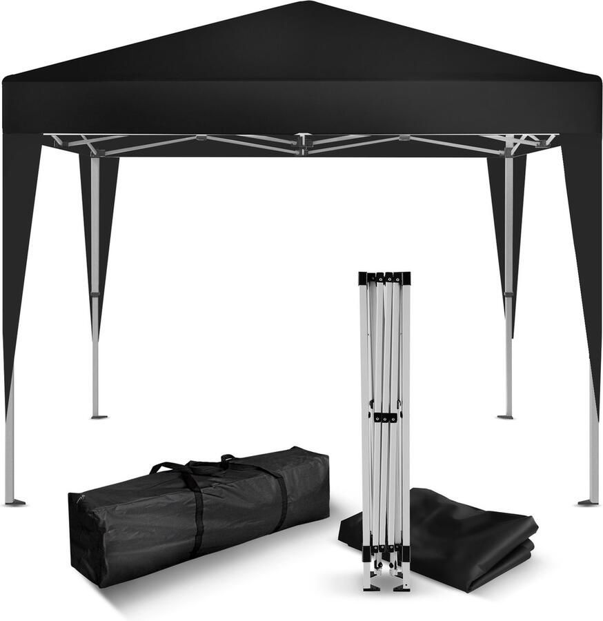 Kronenburg Vouwtent Partytent 2 x 2m Kleur Zwart Zonder Zijelement Waterdicht Pavillon UV-bescherming 50