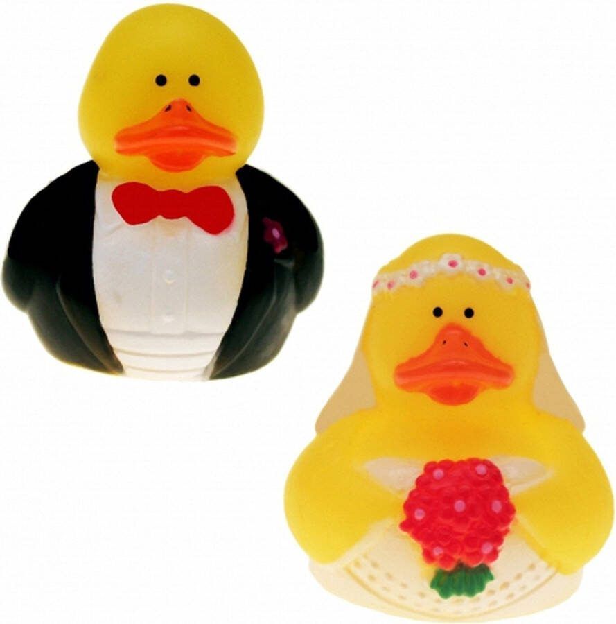 Kruger 10x stuks bruid en bruidegom badeendjes van 5 cm Beide types 5x stuks. Bruiloft feestartikelen decoraties