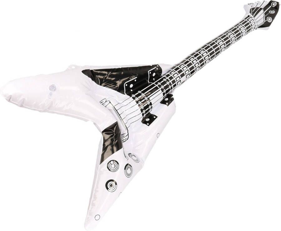 Kruger 2x stuks opblaasbare rock gitaar muziekinstrument 100 cm wit Verkleed speelgoed