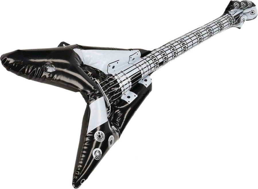 Kruger 2x stuks opblaasbare rock gitaar muziekinstrument 100 cm zwart wit Verkleed speelgoed