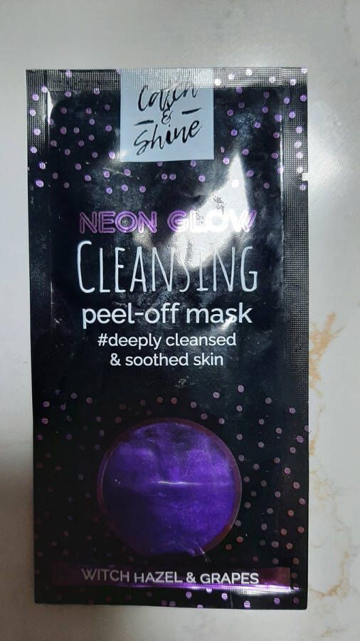 Kruidvat Catch & shine peel-off mask neon glow deep cleansing & soothing facial masker diepreinigend gezichtsmasker paars lila witch hazel & grapes 10 ml