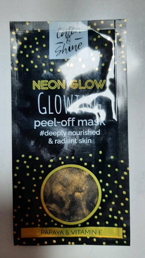 Kruidvat Catch & shine peel-off mask neon glow nourished & radian skin facial masker vochtinbrengend gezichtsmasker oranje Papaya viamine E 10 ml