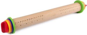 Krumble Deegroller verstelbaar Deegstok Pastrydeegroller Rolstok Bakspullen 10 6 4 of 2 mm breed Hout en siliconen Bruin met kleur