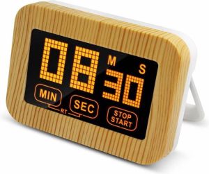 Krumble digitale kookwekker houtlook Minuten en secondes instellen LED verlichting Met verlichte cijfers Wit met bruin