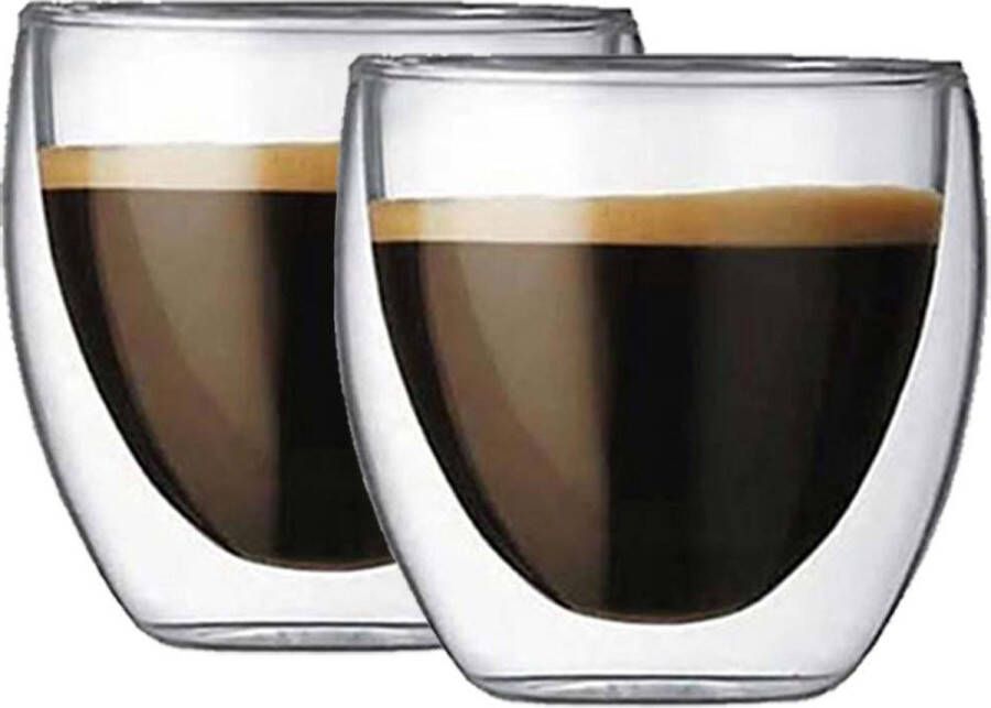 Krumble dubbelwandig Espressoglas Set van 2 Koffie glas Espresso kop Koffie kopjes Koffie beker 80 ml