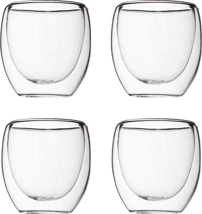 Krumble Espresso glas Dubbelwandige glazen Set van 4 80 ml Espressoglazen Espresso kopjes koffie kopjes Vaatwasser bestendig 8 x 8 x 14 5 cm