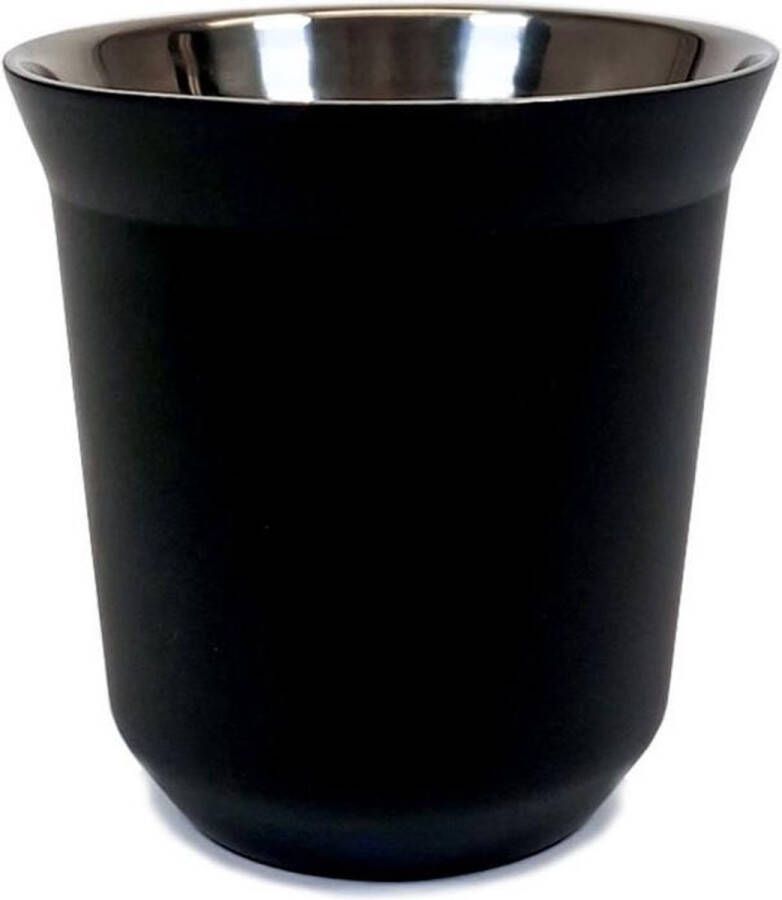Krumble Espressokopje staal 80ml staal Koffie langer warm houden in dit stalen kopje Zwart Luxe espressokopje