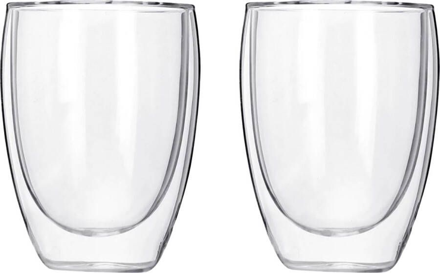 Krumble Koffie glas Dubbelwandige glazen Set van 2 300 ml Koffieglazen Theeglazen Kopjes Caffe latte glazen Cappuccinoglazen Vaatwasser bestendig 8 x 8 x 11 5 cm