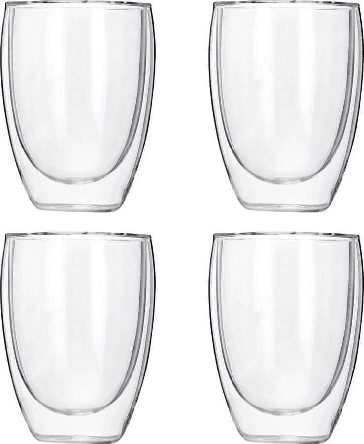 Krumble Koffie glas Dubbelwandige glazen Set van 4 300 ml Koffieglazen Theeglazen Kopjes Caffe Katte glazen Cappuccinoglazen Vaatwasser bestendig 8 x 8 x 11 5 cm