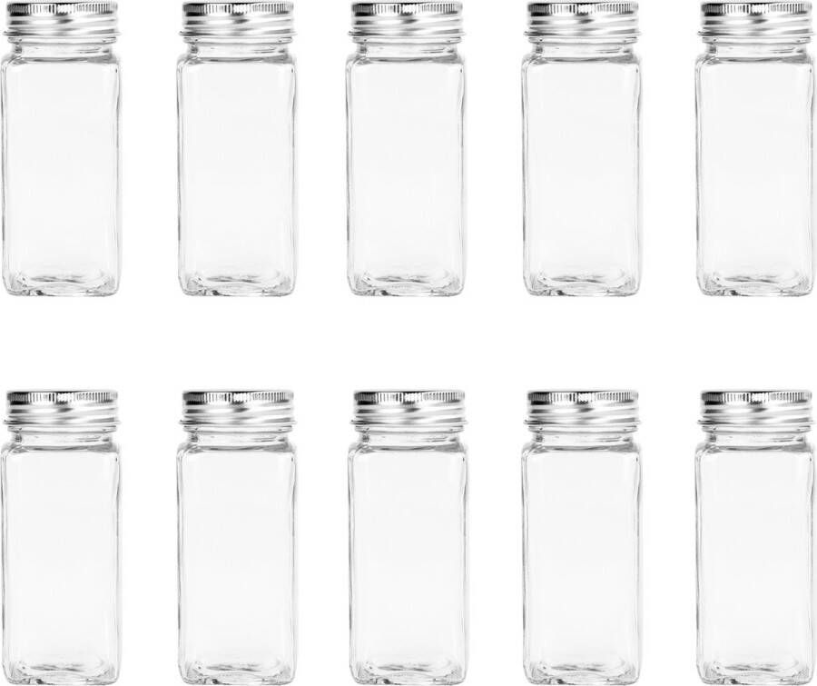 Krumble Kruidenpotten set van 10 Kruidenpotjes met deksel Kruidenpotten van glas 120 ml 4 x 4 x 10 5 cm (lxbxh)