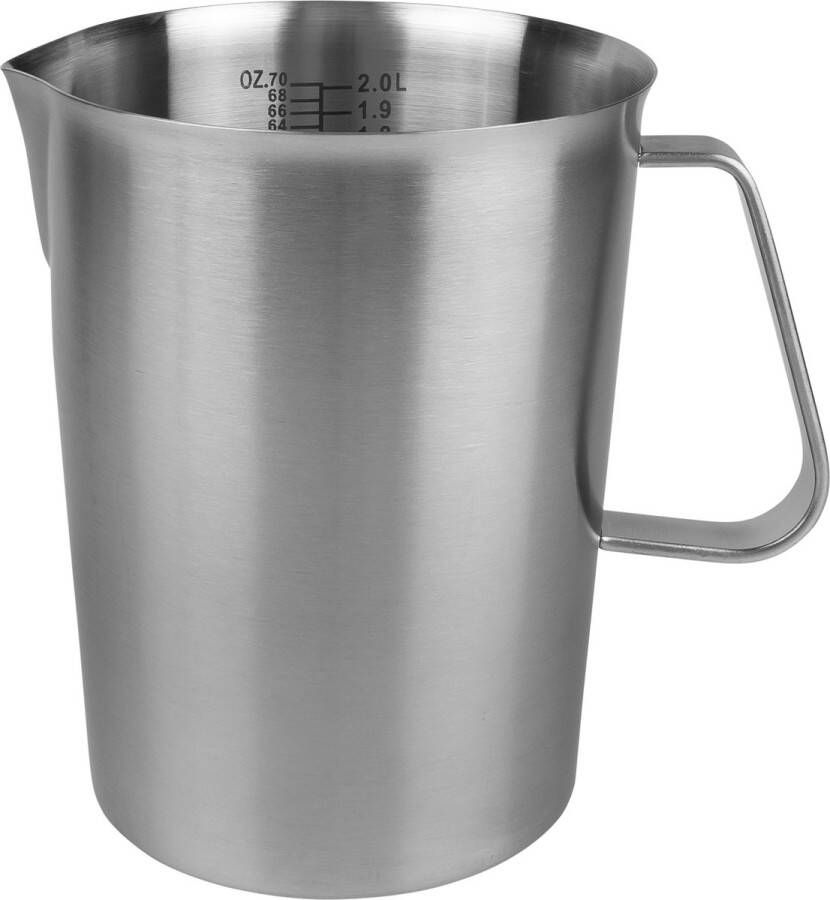 Krumble Maatbeker met schenktuit Maatbekers Meetbeker voor koken en bakken Maatkan Kookgerei Mengbeker Blender beker RVS 2 Liter 14 5 x 17 x 14 5 cm (lxbxh) Zilver