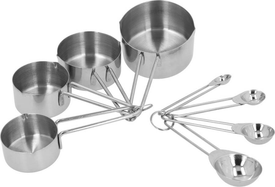 Krumble MaatCups en Lepels Set van 8 Maatcupjes Maatlepels Maatbekers Maatschepjes Cups Spoons Tablespoon Teaspoon RVS 250 ml + 125 ml + 80 ml + 60 ml + 15 + 5 + 2 5 + 1 25 ml