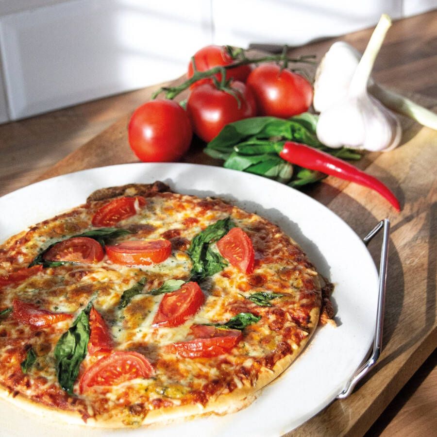 Krumble Pizzasteen BBQ & Oven | Pizzaplaat voor de lekkerste bereiding van een pizza op jouw barbecue of in de oven | Pizza Stone Rond | Medium (33 cm)