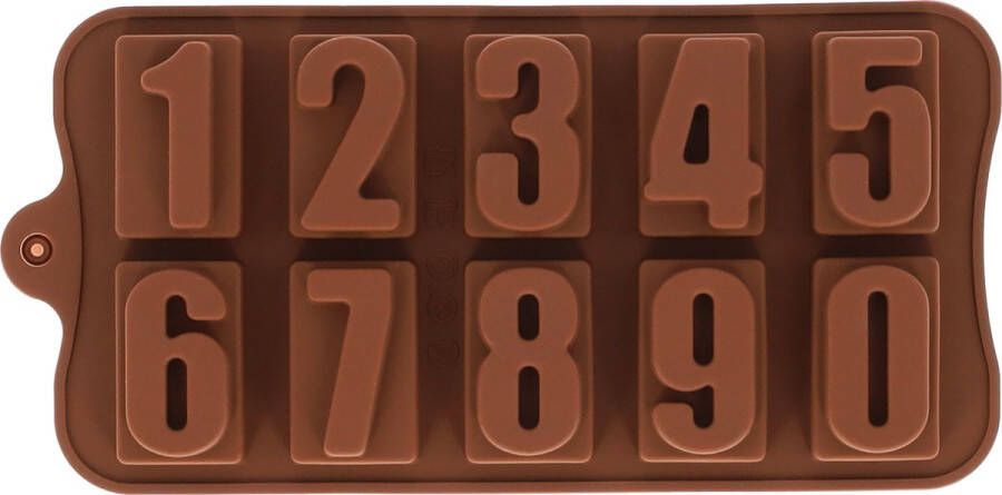 Krumble Siliconen bakvorm Cijfers Bakvormen Bakspullen Cijfervorm Getallen Chocoladevorm Ijsblokjesvorm Bonbonvorm Bruin 33 5 x 22 x 2 cm