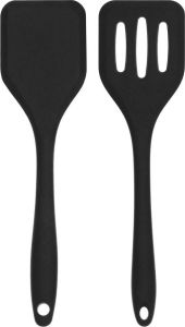Krumble Spatelset van 2 Klein Spatels Gourmetspatels Campingset Kookgerei Keukengerei Zwart Siliconen