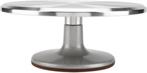 Krumble Taartplateau draaibaar RVS Diameter van Ø31cm Ideaal voor het snijden en maken van taarten Geborsteld chroom