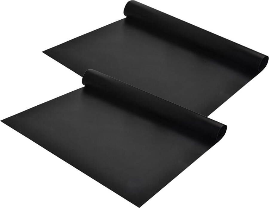 Krumble Teflon BBQ Grill Mat Set van 2 BBQ mat Bakmatten Oven mat Barbecue mat Grillmatten Ovenbeschermer BBQ beschermer Grillmatten BBQ rooster Bakplaat grillmat Zwart