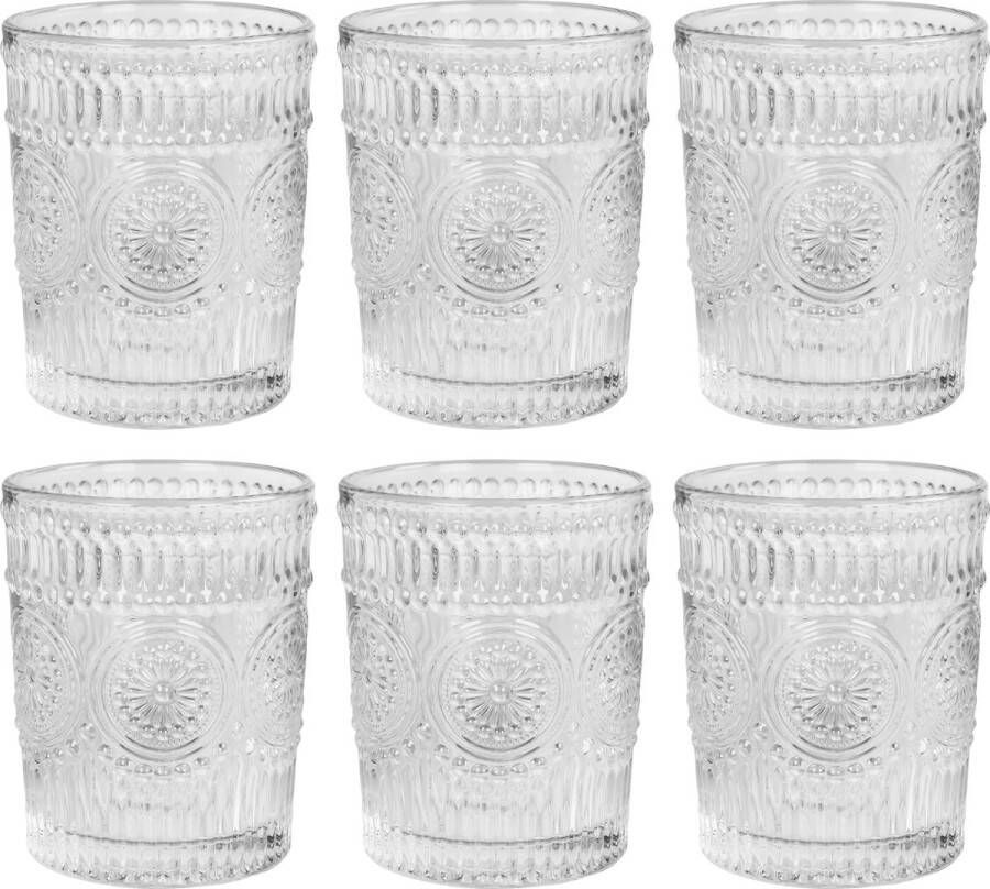 Krumble Waterglas Vintage Drinkglazen Glazen Waterglas Whiskeyglas Vaatwasserbestendig Set van 6 260 ml per glas Transparant