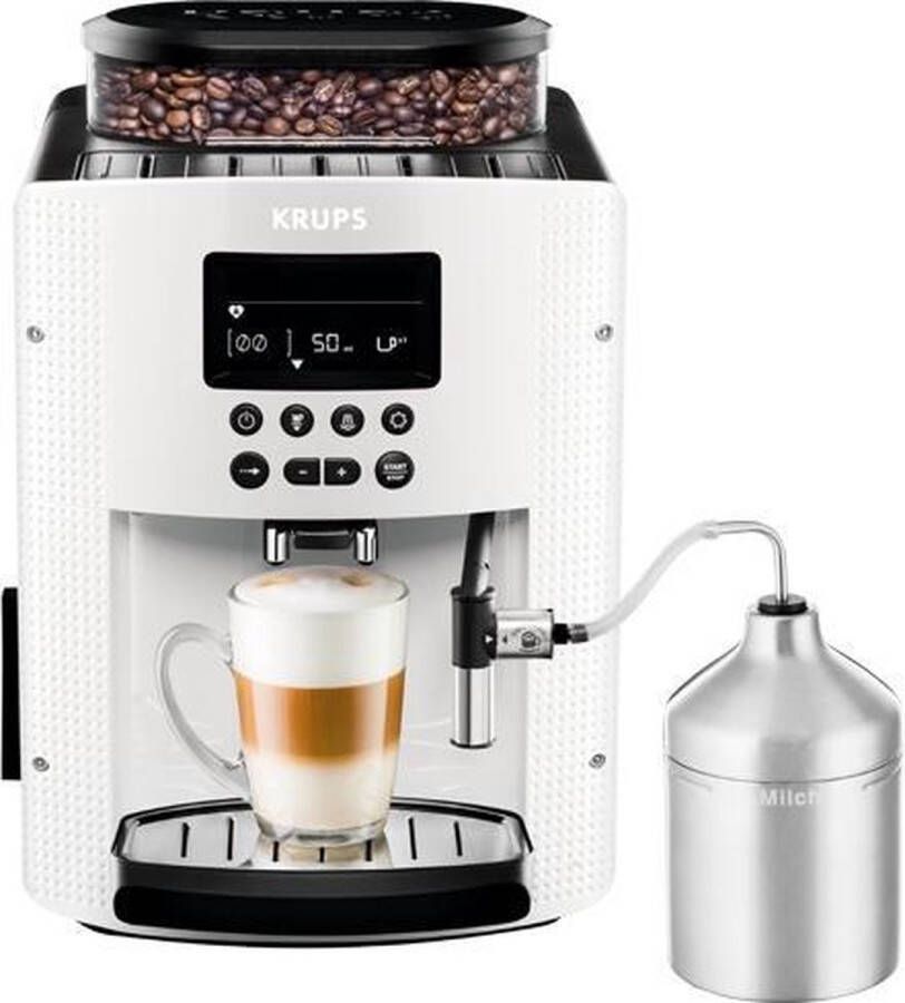 Krups Volautomatisch koffiezetapparaat EA8161 inclusief edelstalen melkreservoir 3 temperatuurstanden + 3 slijpsterktes lcd-scherm auto cappuccino