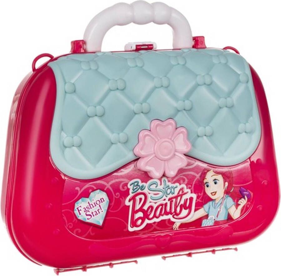 Kruzzel Draagbare Make-up koffer Speelgoedmake-up Blauw roze Inclusief accessoires
