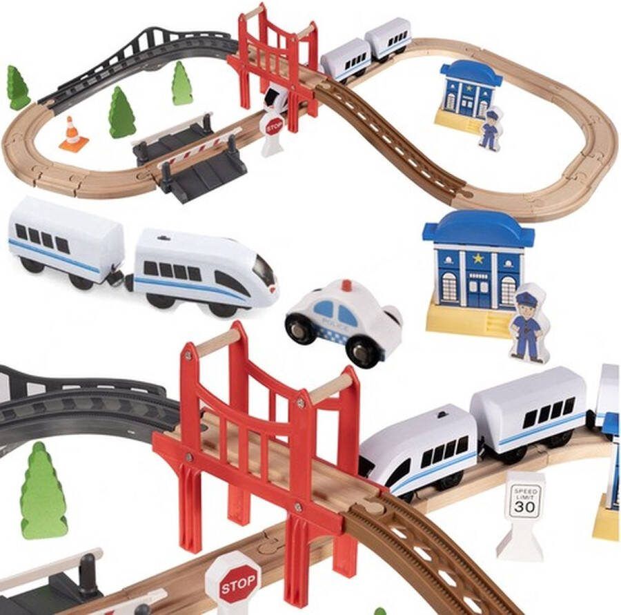 Kruzzel HOUTEN BATTERIJ-AANGEDREVEN SPOOR 3 2 M SPOOR VOOR KINDEREN