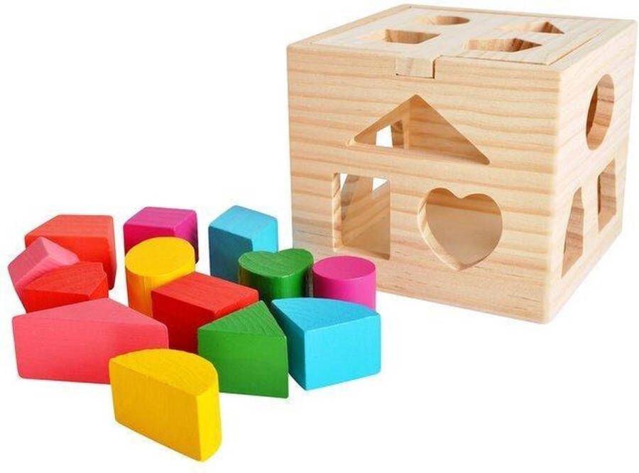 Kruzzel Houten vormenstoof leren spelen voor kinderen puzzel 14 x 14 x 12 cm