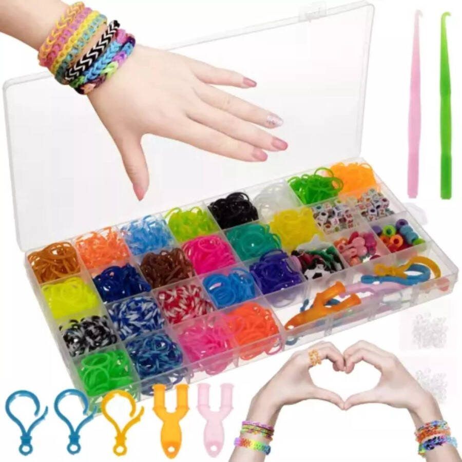Kruzzel Loombandjes 1505-Delige Set De Kleurrijke Wereld van DIY Armbanden